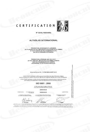 Сертификат соответсвия на акриловое стекло