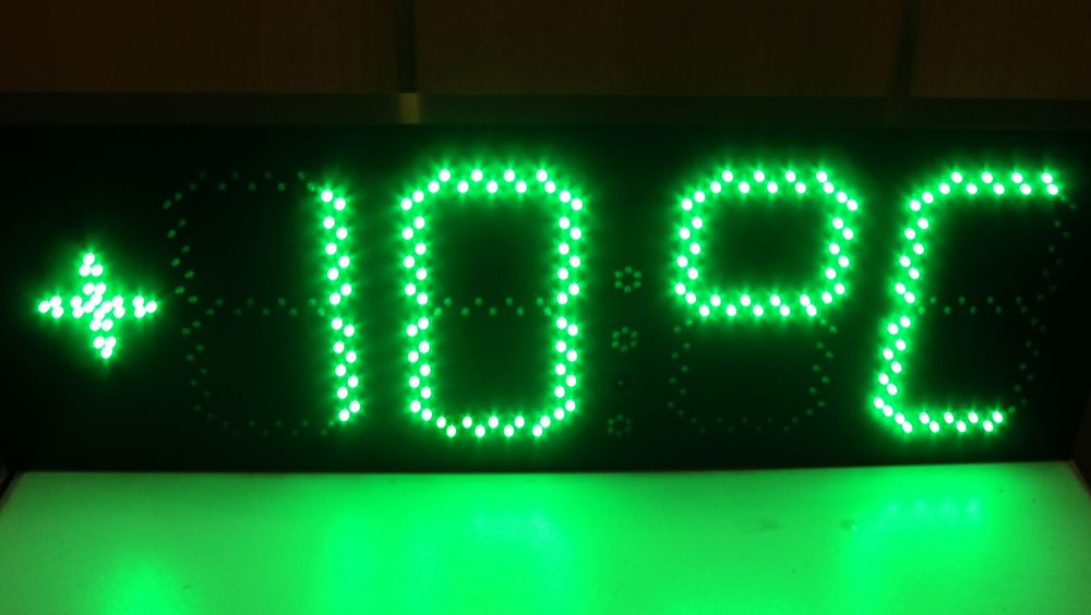 Светодиодные настенные LED часы 90×30 см зеленого свечения