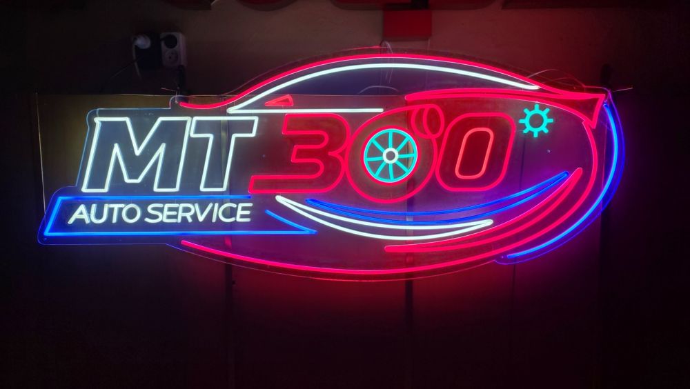 Виготовлення неонового логотипу для автосервісу в Бельгії