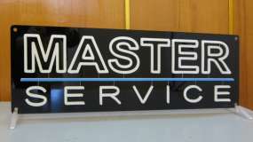 Виготовлений на замовлення LED неоновий логотип Master Service без підсвітки, акуратне виконання та якісні матеріали